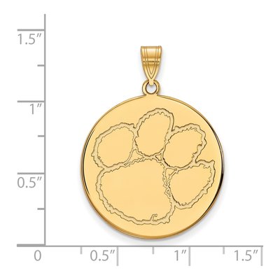 Clemson University 10K Yellow Gold Tiger Paw Extra Large Disc Pendant – view 2