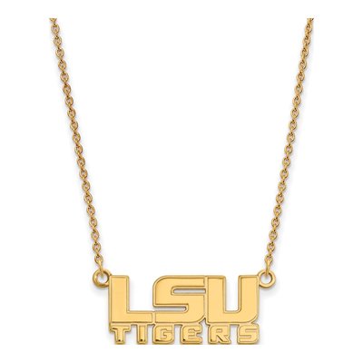 Louisiana State University 10K Yellow Gold L-S-U Tigers Small Necklace
