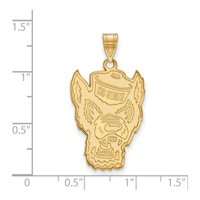 North Carolina State University 10K Yellow Gold Wolf Extra Large Pendant – view 2