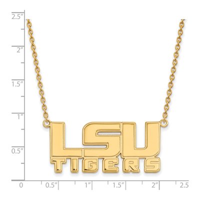 Louisiana State University 10K Yellow Gold L-S-U Tigers Large Necklace – view 2