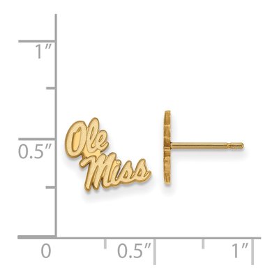 University of Mississippi 10K Yellow Gold Ole Miss Extra Small Stud Earrings – view 2