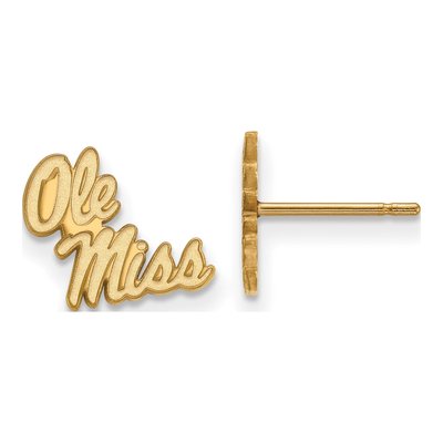 University of Mississippi 10K Yellow Gold Ole Miss Extra Small Stud Earrings