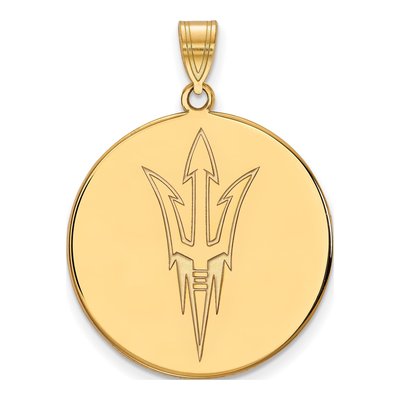 Arizona State University 10K Yellow Gold Extra Large Pitchfork Disc Pendant