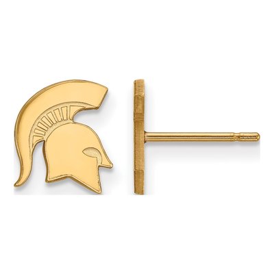 Michigan State University 10K Yellow Gold Spartan Stud Earrings