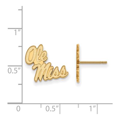 University of Mississippi 10K Yellow Gold Ole Miss Stud Earrings – view 2
