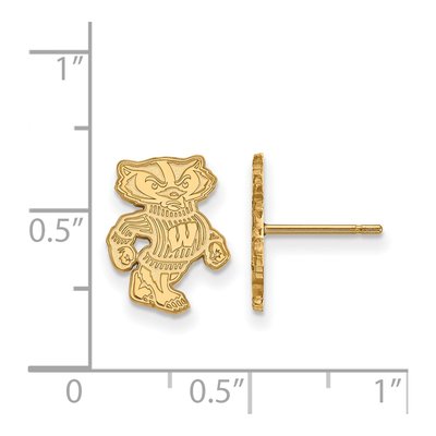 University of Wisconsin 10K Yellow Gold Badger Stud Earrings – view 2