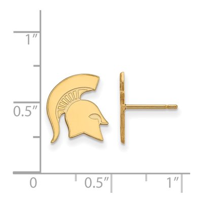 Michigan State University 10K Yellow Gold Spartan Small Stud Earrings – view 2