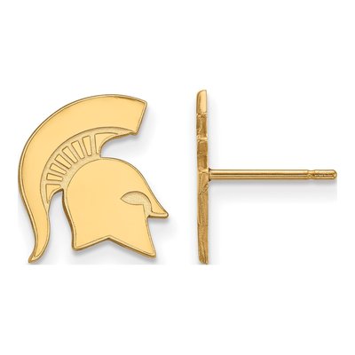 Michigan State University 10K Yellow Gold Spartan Small Stud Earrings