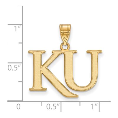 University of Kansas 10K Yellow Gold Medium K-U Pendant – view 2