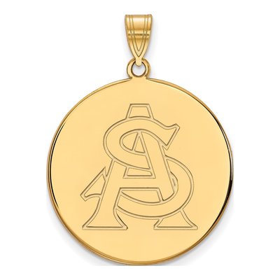 Arizona State University 10K Yellow Gold Sun Devils Extra Large Disc Pendant
