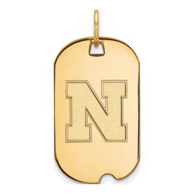 University of Nebraska 10K Yellow Gold Small Dog Tag Letter N Pendant