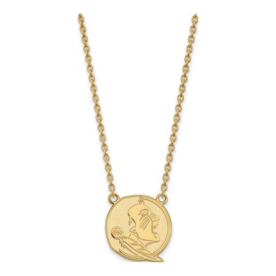 Florida State University 10K Yellow Gold Large FSU Seminoles Pendant Necklace