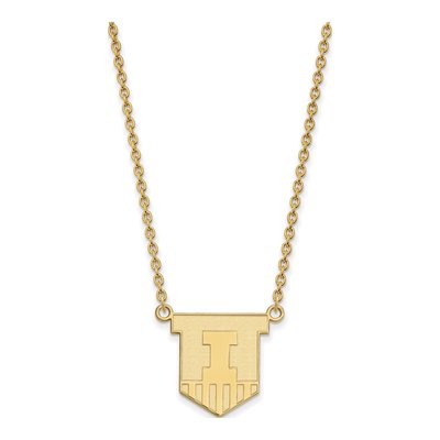 University of Illinois 10K Yellow Gold Victory Badge Large Necklace