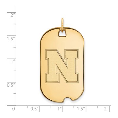 University of Nebraska 10K Yellow Gold Large Dog Tag Letter N Pendant – view 2