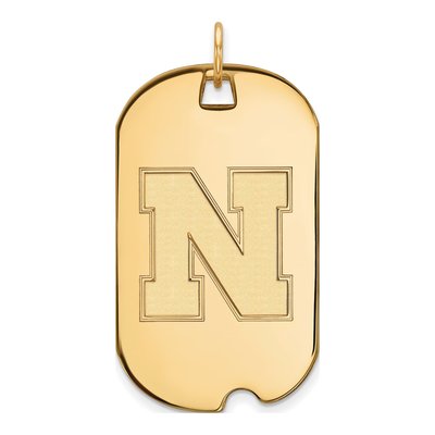 University of Nebraska 10K Yellow Gold Large Dog Tag Letter N Pendant