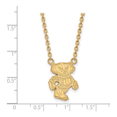 University of Wisconsin 10K Yellow Gold Badger Large Necklace – view 2