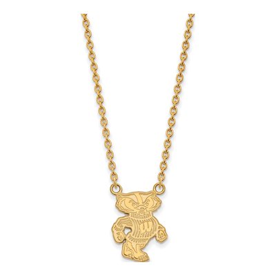 University of Wisconsin 10K Yellow Gold Badger Large Necklace