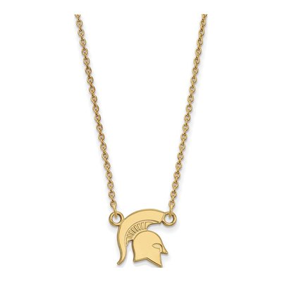 Michigan State University 10K Yellow Gold Small Spartan Pendant Necklace