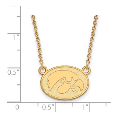 University of Iowa 10K Yellow Gold Small Hawk Pendant Necklace – view 2