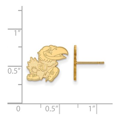 University of Kansas 10K Yellow Gold Jayhawk Small Stud Earrings – view 2