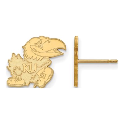 University of Kansas 10K Yellow Gold Jayhawk Small Stud Earrings