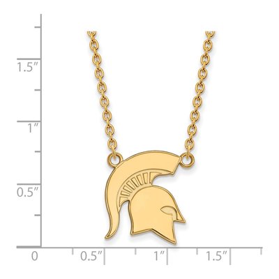 Michigan State University 10K Yellow Gold Large Spartans Pendant Necklace – view 2