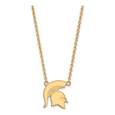 Michigan State University 10K Yellow Gold Large Spartans Pendant Necklace
