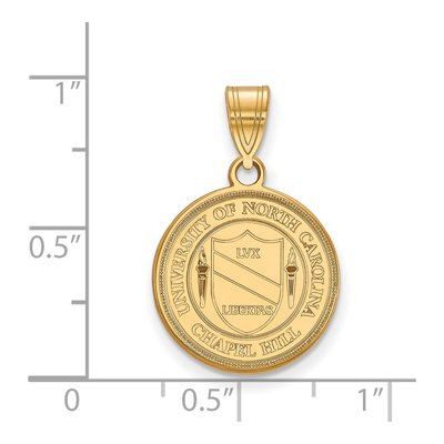 University of North Carolina 10K Yellow Gold Medium UNC Tar Heels Crest Pendant – view 2