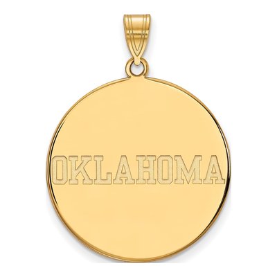 University of Oklahoma 10K Yellow Gold Extra Large Sooners XL Disc Pendant