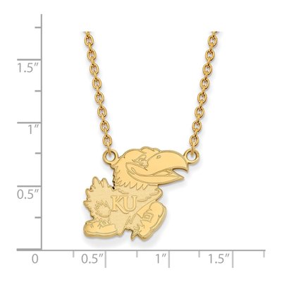 University of Kansas 10K Yellow Gold Large Jayhawks Pendant Necklace – view 2
