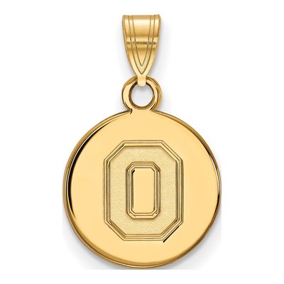 Ohio State University 10K Yellow Gold Small Disc Letter O Pendant
