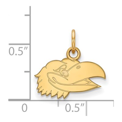 University of Kansas 10K Yellow Gold Jayhawk Extra Small Pendant – view 2