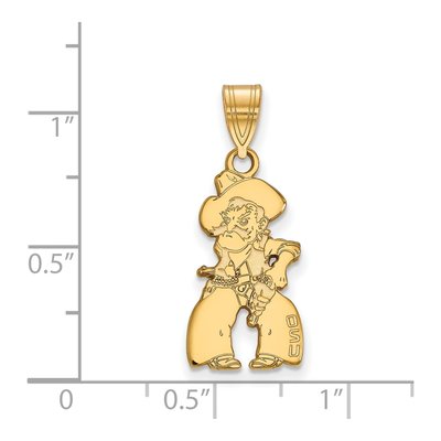 Oklahoma State University 10K Yellow Gold Large Cowboy Pendant – view 2