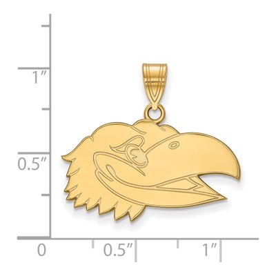 University of Kansas 10K Yellow Gold Medium Jayhawk Pendant – view 2