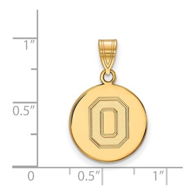 Ohio State University 10K Yellow Gold Medium Disc Letter O Pendant – view 2