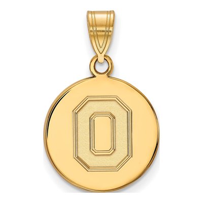 Ohio State University 10K Yellow Gold Medium Disc Letter O Pendant