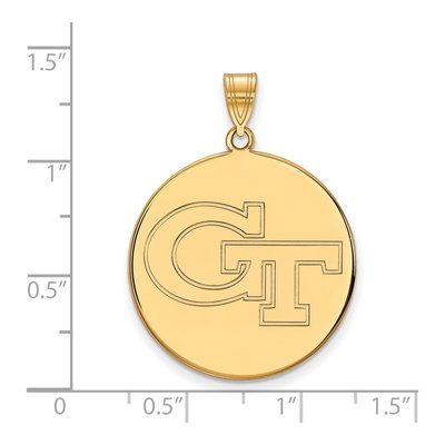 Georgia Institute of Technology 10K Yellow Gold G-T Extra Large Disc Pendant – view 2
