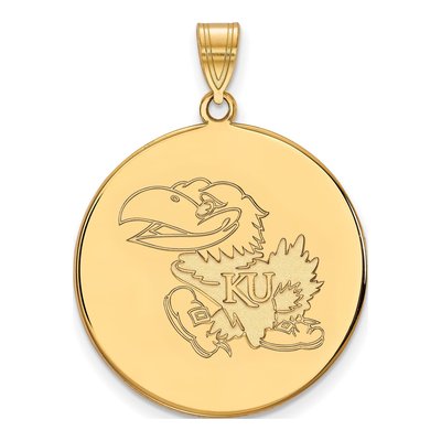 University of Kansas 10K Yellow Gold Extra Large Jayhawk Disc Pendant