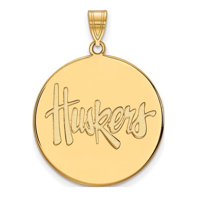 University of Nebraska 10K Yellow Gold Huskers Extra Large Disc Pendant