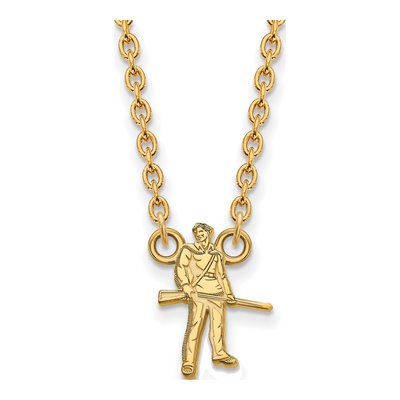 West Virginia University 10K Yellow Gold Large WVU Mountaineer Pendant Necklace