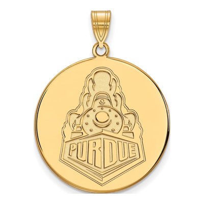 Purdue University 10K Yellow Gold Boilermakers Train Extra Large Disc Pendant