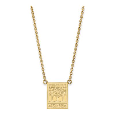 University of Mississippi 10K Yellow Gold Large Ole Miss Grove Pendant Necklace