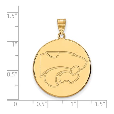 Kansas State University 10K Yellow Gold Wildcats Extra Large Disc Pendant – view 2