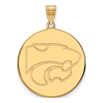 Kansas State University 10K Yellow Gold Wildcats Extra Large Disc Pendant