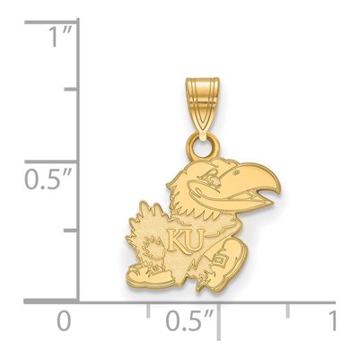 University of Kansas 10K Yellow Gold Jayhawk Small Pendant – view 2