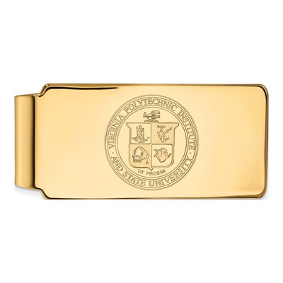10K Yellow Gold Logoart Virginia Tech Crest Money Clip