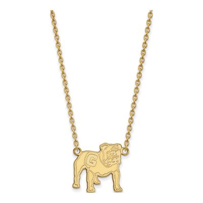 University of Georgia 10K Yellow Gold Large UGA Bulldog Pendant Necklace