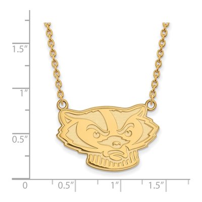 University of Wisconsin 10K Yellow Gold Large Badger Pendant Necklace – view 2