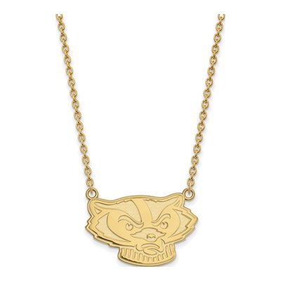 University of Wisconsin 10K Yellow Gold Large Badger Pendant Necklace