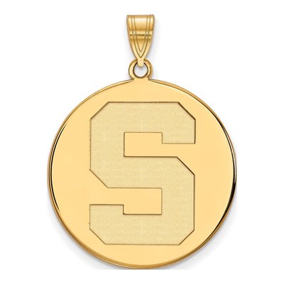 Michigan State University 10K Yellow Gold Extra Large Disc Letter S Pendant
